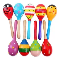 Comprar Pack 12 Sonajero Musical Maracas De Madera Juguete Niños