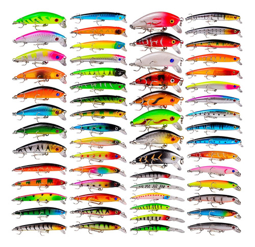 Kit D/accesorios D/pesca Baikalbass 59pcs Gusanos/cuchara +