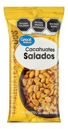 5 Pza Cacahuates Great Value Salados Fritos 180 G