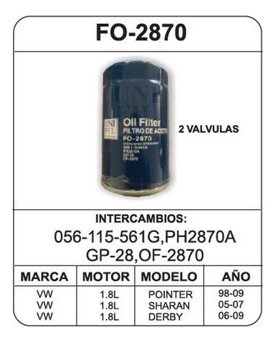 Filtro De Aceite Unifl Audi 90 Quattro 6cil 2.8lts 1993-1995