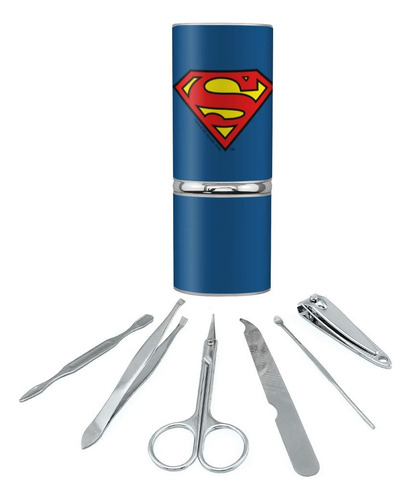 Superman Classic S Shield Logo Acero Inoxidable Manicura Pe.