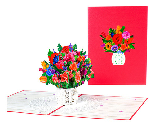 Tarjeta De Felicitación 3d Estéreo Con Forma De Rosa De J Cr