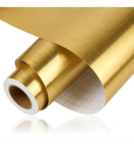Vinilo Rollo Adhesivo Metálico Permanente Dorado 30.5cm X3m