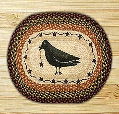 Earth Rugs Crow And Star - Alfombra Trenzada Con Diseño Oval