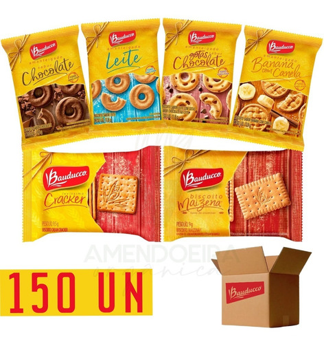 Kit Biscoitos Bauducco Em Sache Sabores Caixa 150 Und