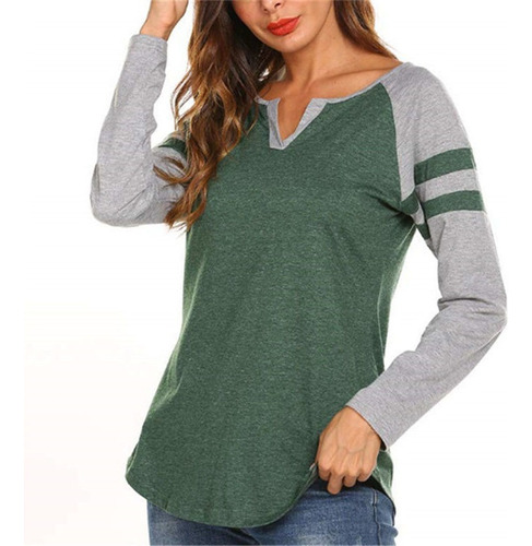 Raglan Manga Larga Mujeres Camiseta Moda Camisetas