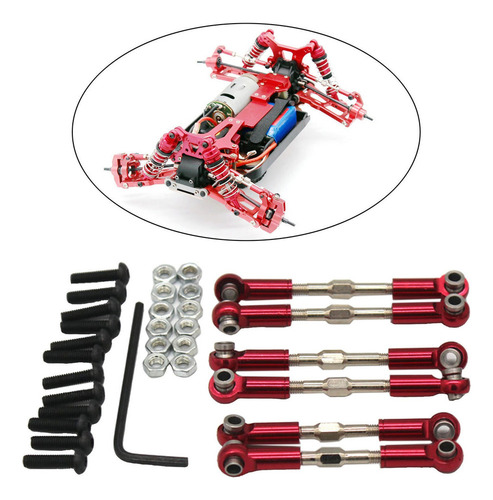 6pcs Rc Metal Link Set Reemplazos Para Wltoys 124016 Rojo