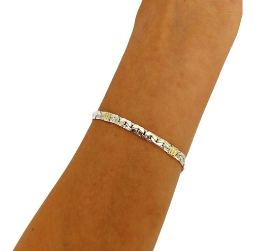 Pulsera París 5mm Plata Y Oro Maciza Para Hombre Y Mujer