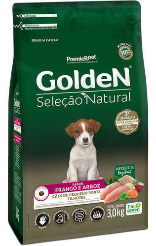 Ração Golden Seleção Natural Cães Filhote Mini Frango 3kg