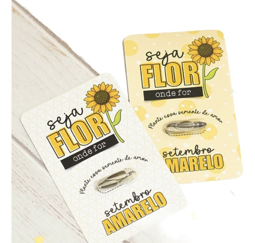 Setembro Amarelo 100 Card+cápsula Com Semente Girassol