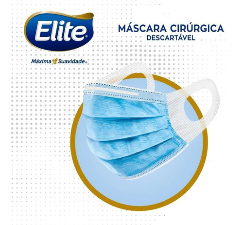 Imagem 2 de 6 de Máscara De Proteção Cirúrgica Orelha Elastica 50 Unidades