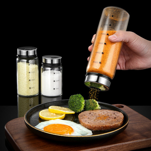 Tarro De Condimento De Vidrio De 300 Ml Con Escala, 4 Botes