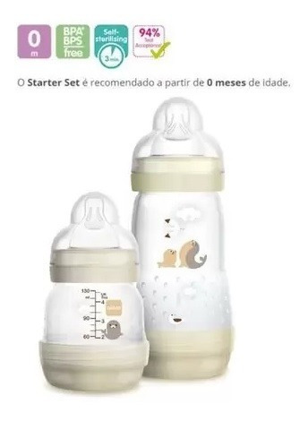 Imagem 2 de 2 de Mamadeira Mam Bebê Easy Start Neutro Bege 130 E 260 Ml 02pçs