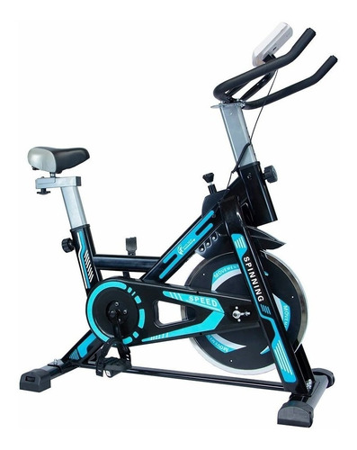 Bicicleta estática Centurfit MKZ-BICI8815-8KG para spinning color negro y celeste