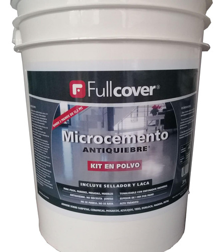 Microcemento Antiquiebre 12.5 M2 Kit Fullcover Sellador Laca