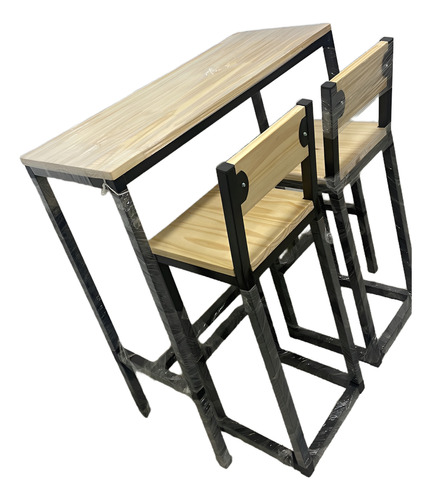 Barra Desayunador Estilo Industrial + 2 Banquetas