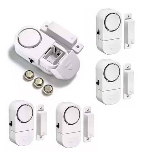 Pack 5 Alarmas Sensor Magnético Para Puertas Y Ventanas 90db
