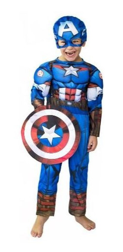 Disfraz Capitan America Marvel Con Músculos Licencia Oficial