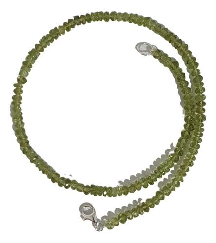 Collar Peridoto Disquitos 4mm Choker 38cm Cierre Plata 925 