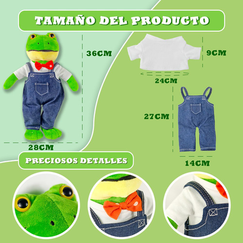 Peluche Rana Rhenne Rene Juguete,compañero De Juego De Niños Suave,muñecas De Peluche Con Materiales De Alta Calidad,muñeca De Rana Kawaii 30cm,los Mejores Regalos De Navidad Para Niños Y Niñas.