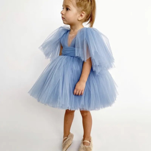 Vestido Tutú De Princesa Con Manga Corta Para Bebé Niña