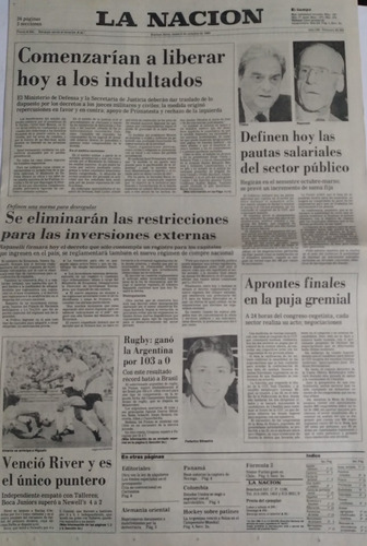 La Nacion 9/10/1989 Liberan A Los Indultados ,detalle