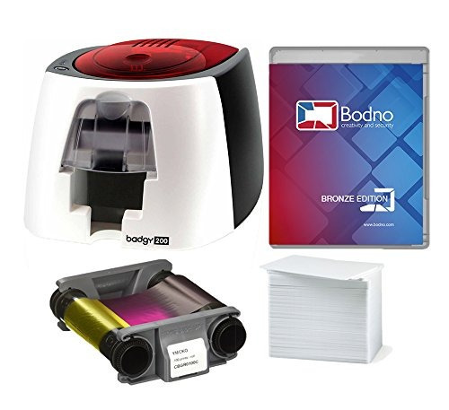 Badgy200 Color Plastic Id Card Printer With Complete Suppli