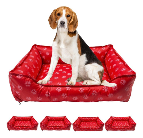 Caminha Impermeável Estampada Para Cachorro Pet 60 X 50 X 16 Cor Vermelho