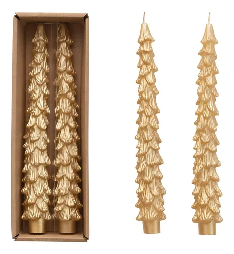 comprar Co-op Vela Conica Forma Arbol Perfume Color Dorado Juego 2