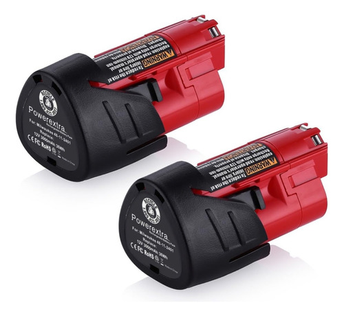 Pack 2 Baterías Powerextra Para Milwaukee M12 12v 3000mah 