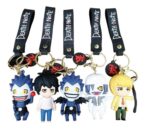 Llaveros Personajes Death Note Anime Regalo Surtido X5 Goma