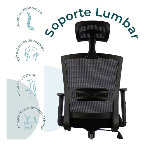 Silla Ejecutiva Mundo In Jm-318 Respaldo Tipo Mesh Cabecera Color Negro