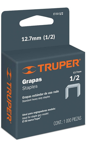 Grapas 12 Mm X 10,6 Mm X 1000 Para Engrapadora Truper Et-50