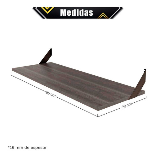 Imagen 3 de 10 de 2 Repisas Con Ménsulas Minimalistas Madera Melamina 80x30 Cm