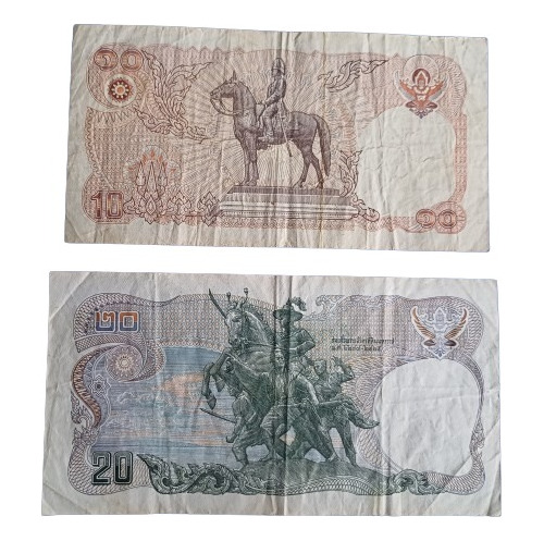 2 Billetes Tailandia 10 Y 20 Baht  