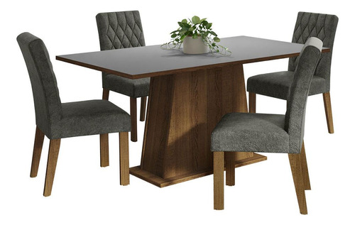 Mesa de comedor de madera con 4 sillas Madesa Ashley Sil, color rústico, gris y plateado