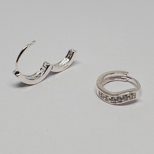 Imagen 5 de 9 de Aros Plata Rodinada Argolla Micro Pave 14 Mm