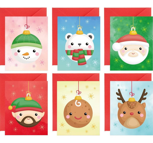 36 Tarjetas De Adornos Navideños, Mini Tarjetas De Fel...