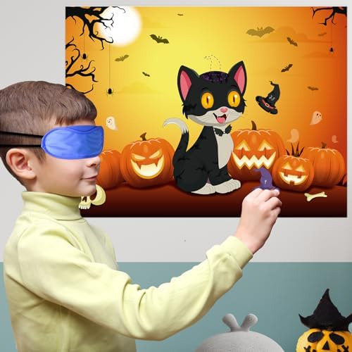 Morcheiong Juego De Halloween Pin The Tail On The Cat Game C