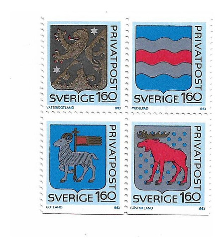 Suecia 1983 Escudos Provinciales Serie Mint 1215/8 En Bloque