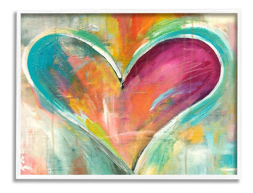Stupell Industries Abstract Colorful Texturel Heart Painting