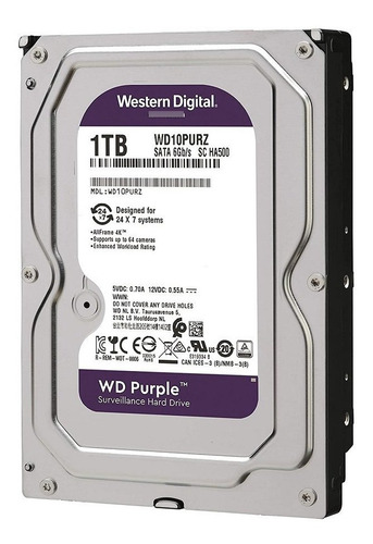 Disco Duro 1tb Wd Purple Wd10purz 5400rpm 64mb Interno Dvr
