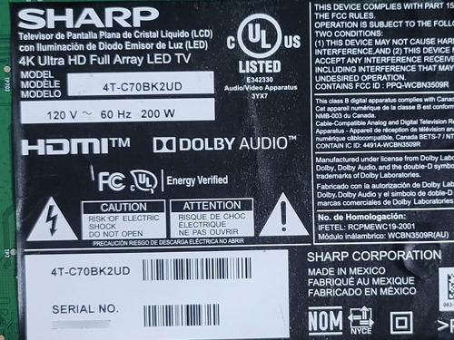 Fuente Tv Sharp 4t-c70bk2ud (Usado)