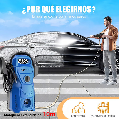 Hidrolavadora Eléctrica Alta Presión 3100 Psi Máxima 3000w PwrTools YC0493-JY- BLUE 127V