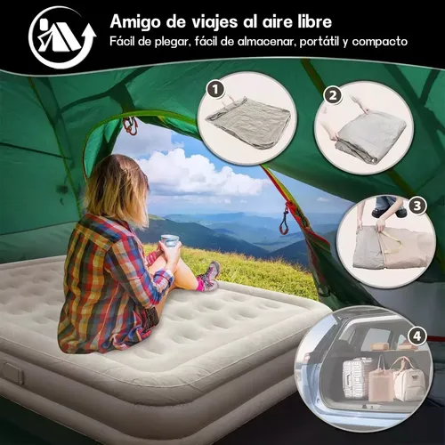 Colchón Cama Inflable Eléctrico (2 Plazas) Con Dos Almohadas