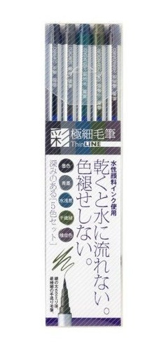 Akashiya Fude Brush Pen Sai Thin Line 5 Colores Tl300va