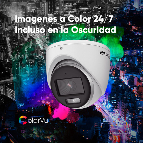 Hikvision Kit De 4 Cámaras De Seguridad Metálicas Con Micrófono Integrado Turret 3k 5mp Imagen A Color 24/7 Exterior Ip67 + Dvr 8mp 4 Canales Turbohd + 4 Canales Ip + 2tb Hdd Ids2ce70kf0t-plus-sc+2tb