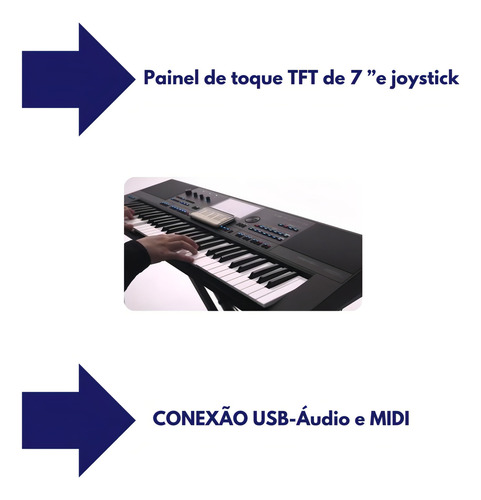 Teclado Medeli Akx10 61 Teclas Com Bluetooth Preto