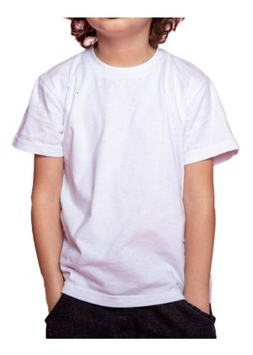 Polera Blanca De Algodón Para Niños, Escolar O Para Estampar