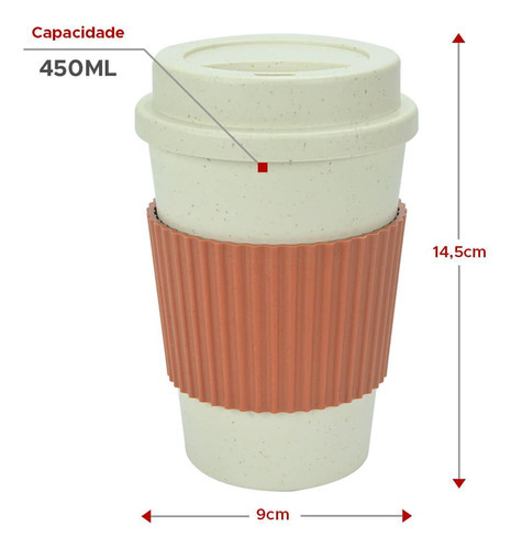 Copo Fibra Bambu Com Mexedor Rosa 450ml